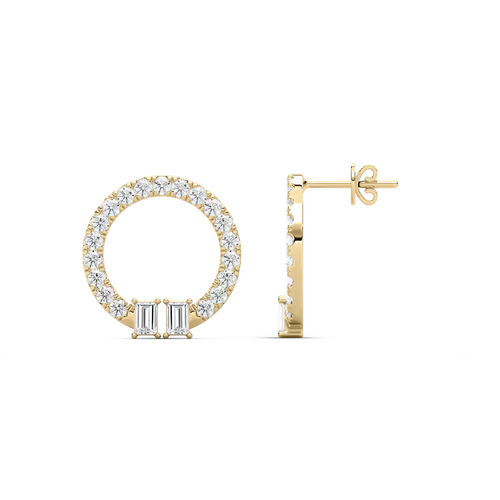 Lab Grown Baguette Diamond Circle Fashion Earring