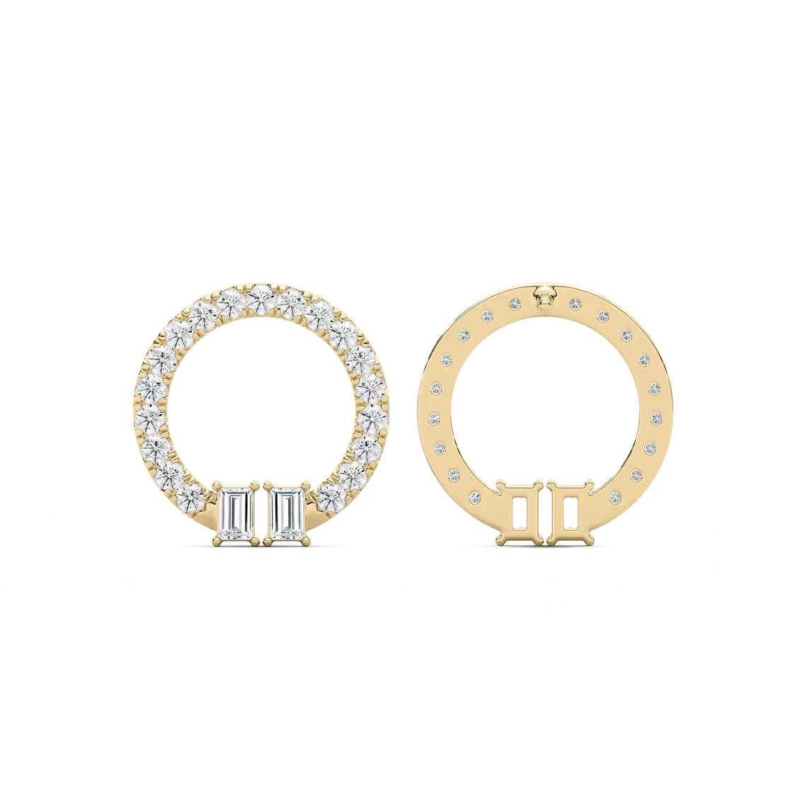 Lab Grown Baguette Diamond Circle Fashion Earring