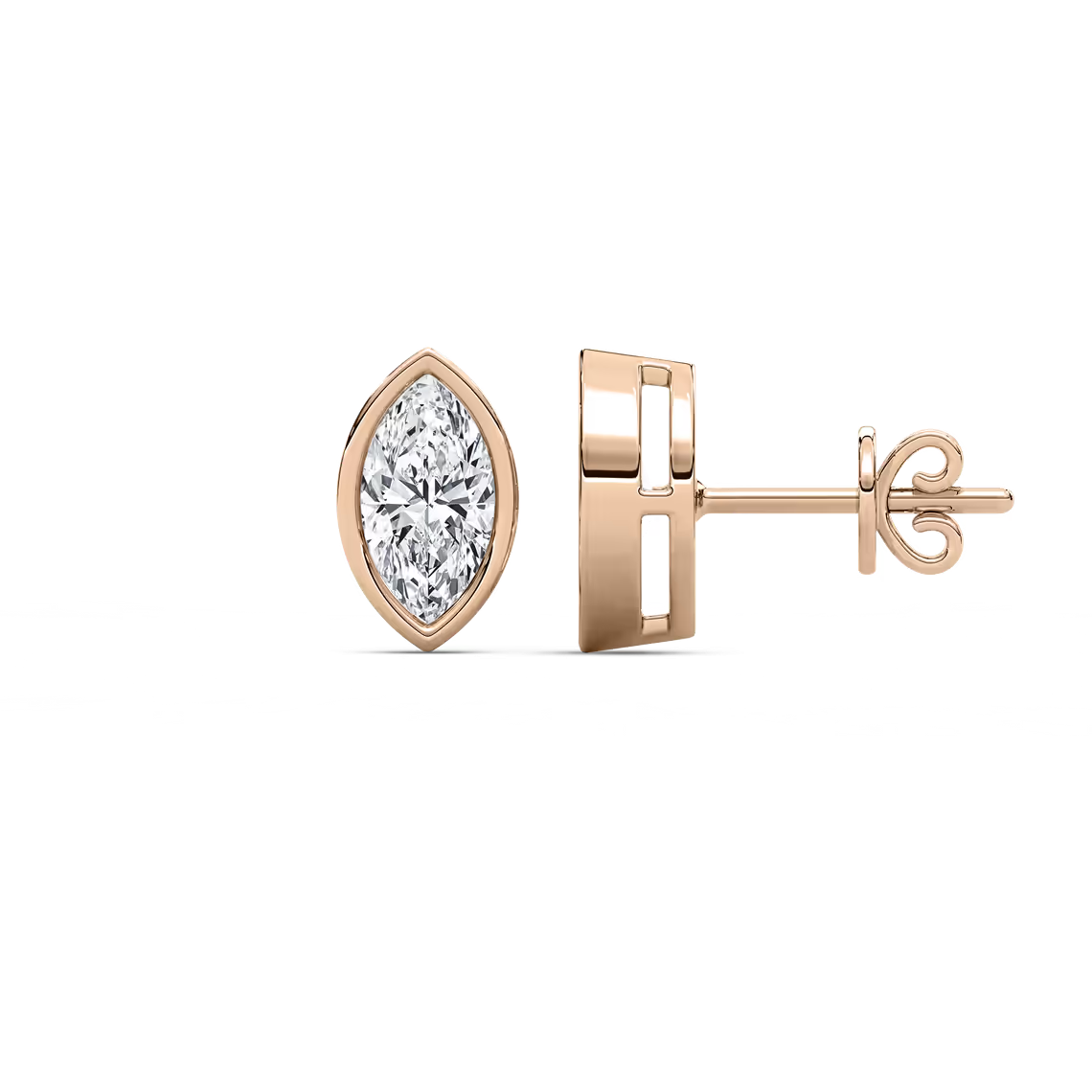 Marquise Fancy Shape Bezel Stud Earring