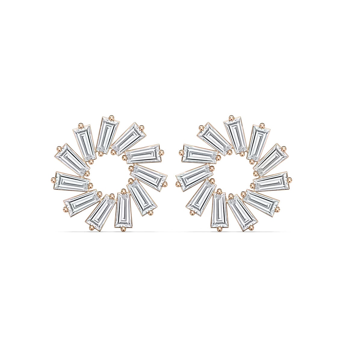 Eco-Friendly Lab-Grown Diamond Baguette-Cut Circular Earrings