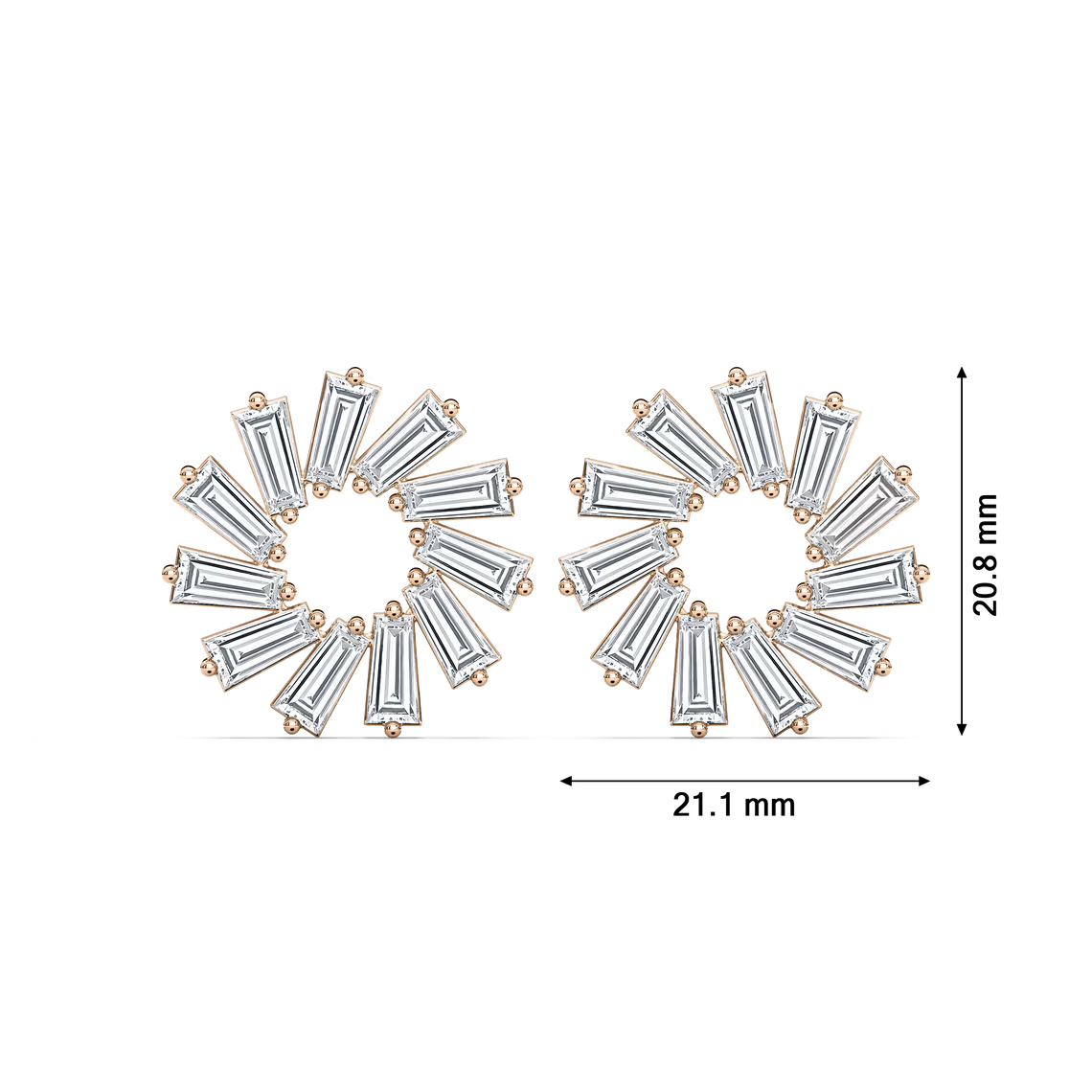 Eco-Friendly Lab-Grown Diamond Baguette-Cut Circular Earrings