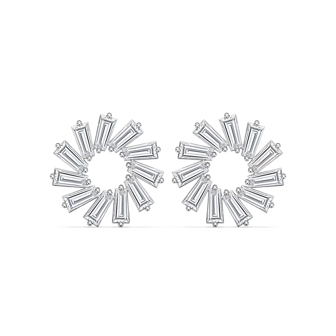 Eco-Friendly Lab-Grown Diamond Baguette-Cut Circular Earrings