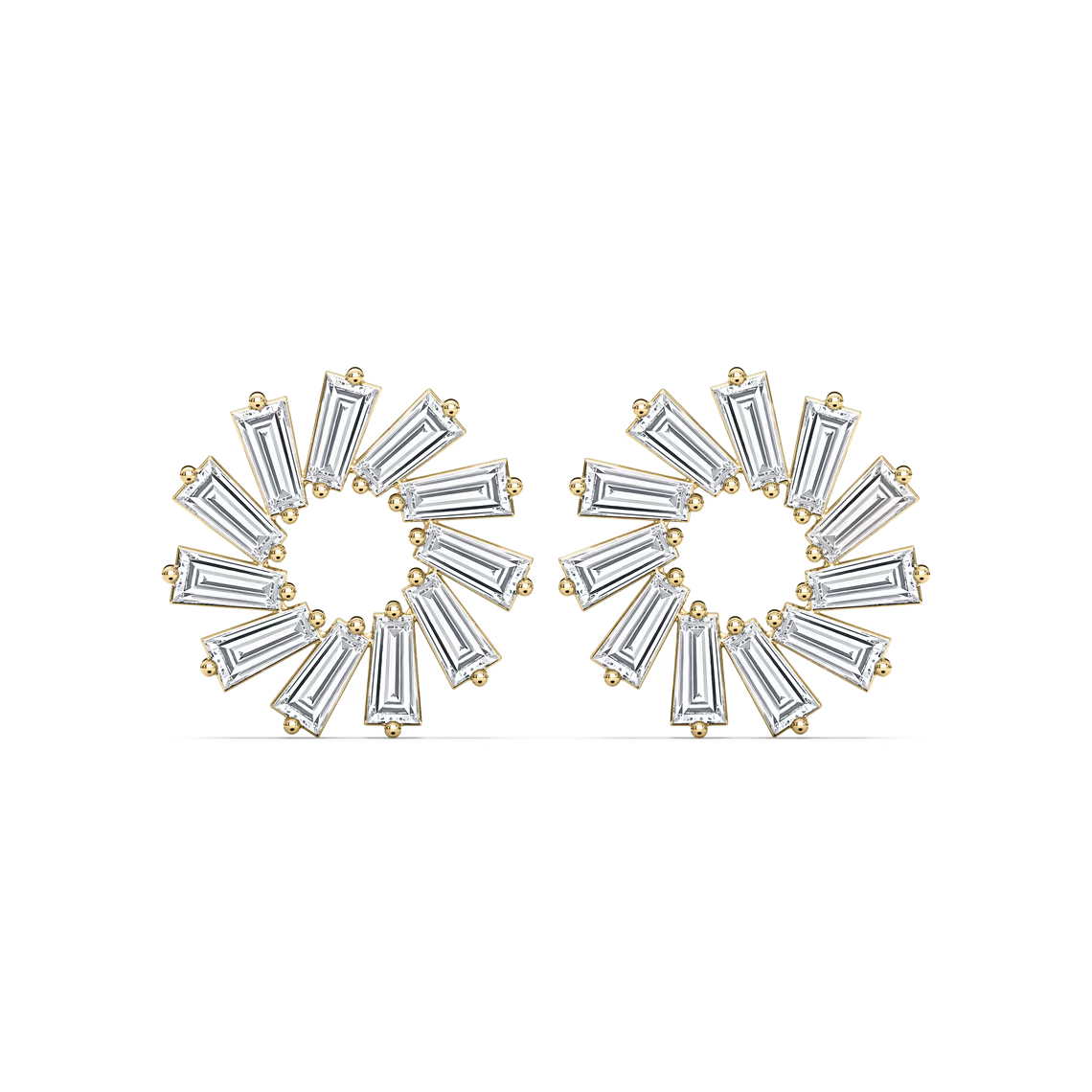 Eco-Friendly Lab-Grown Diamond Baguette-Cut Circular Earrings