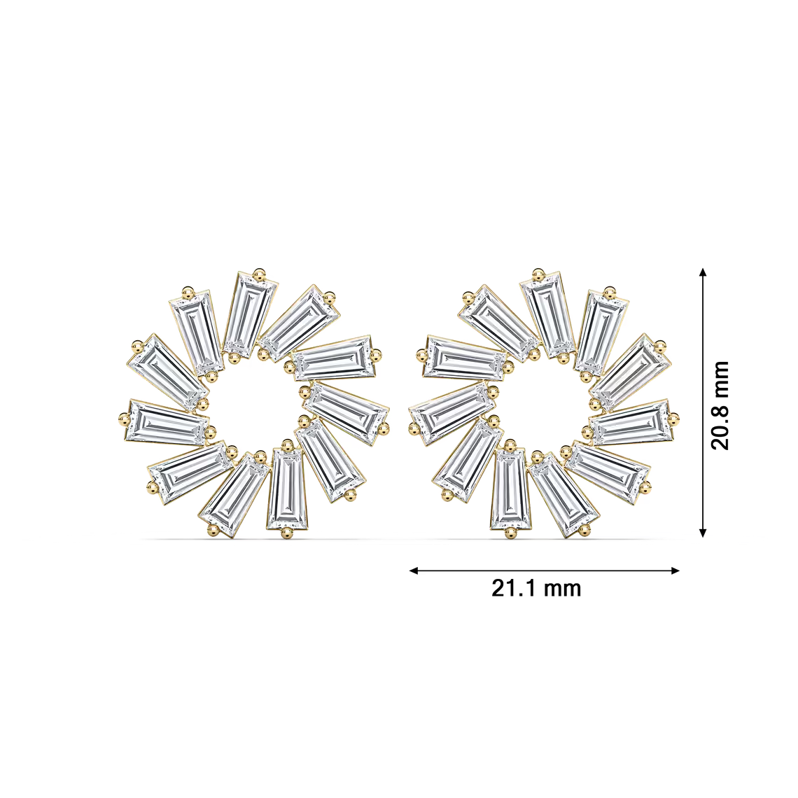 Eco-Friendly Lab-Grown Diamond Baguette-Cut Circular Earrings