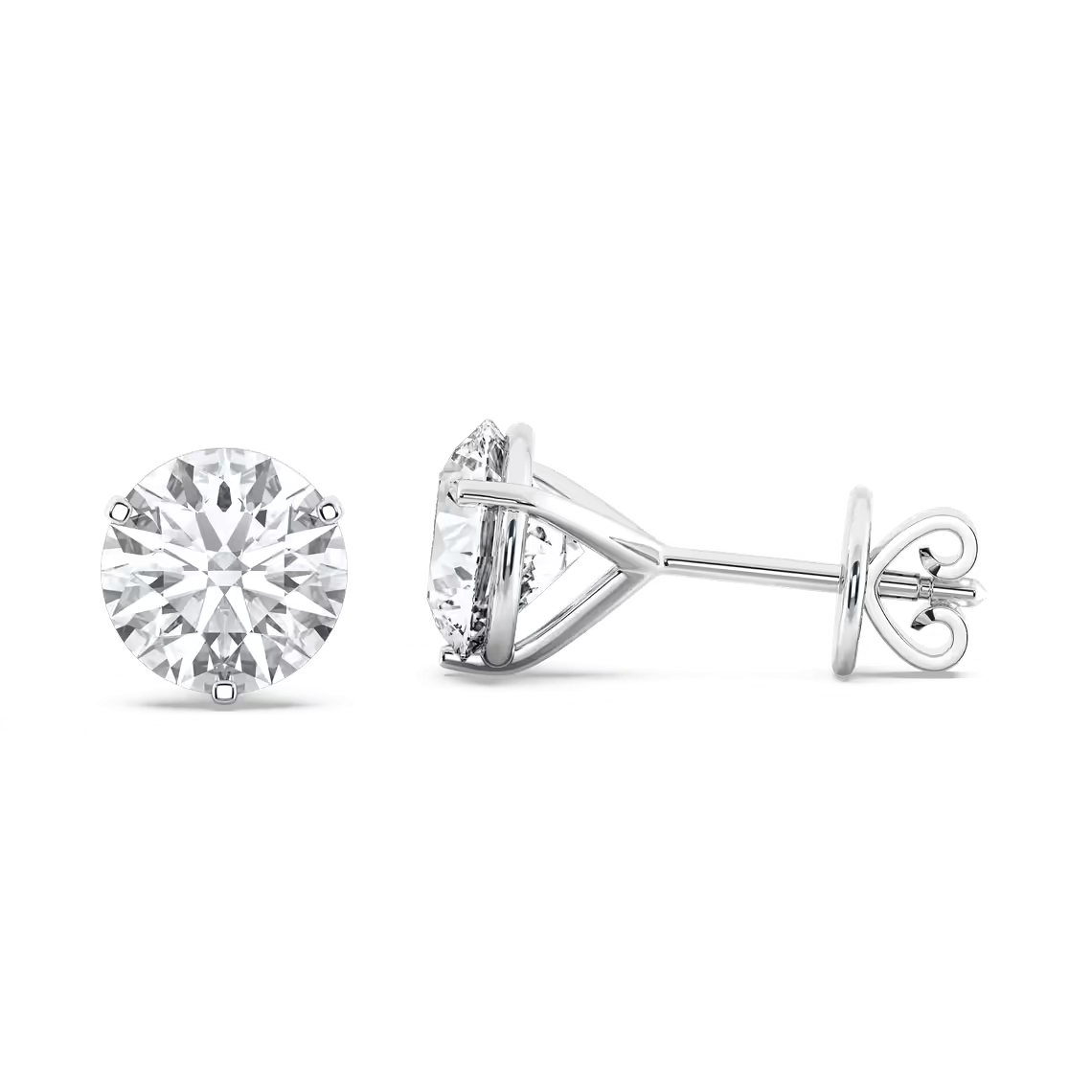 14k Ideal Round Cut Lab Diamond Stud Earrings