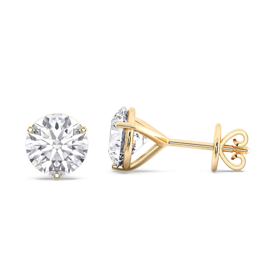 14k Ideal Round Cut Lab Diamond Stud Earrings