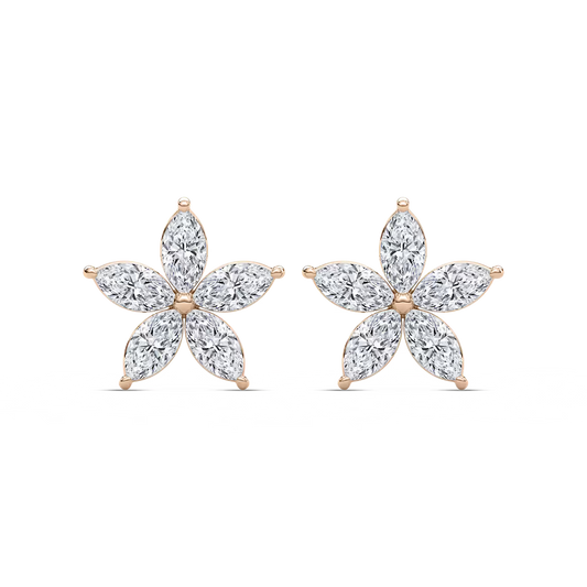 Blumenförmige, im Labor gezüchtete Diamantohrringe