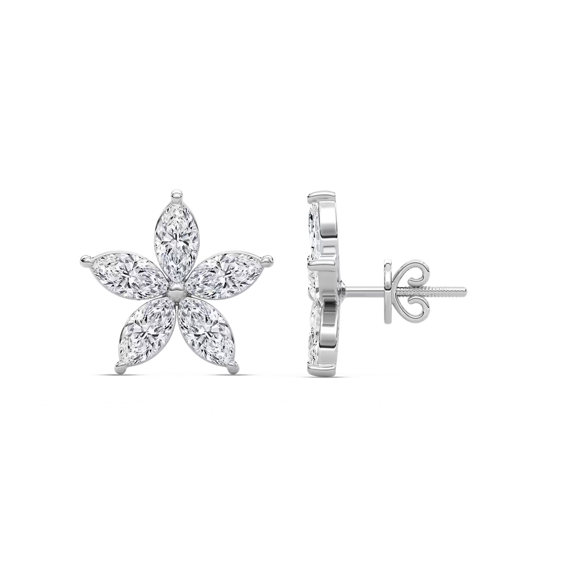 Floral-Shaped Lab Grown Diamond Earrings