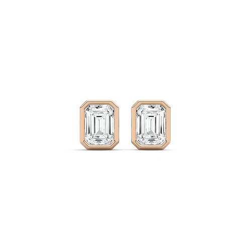 Emerald Fancy Shape Bezel Stud Earring