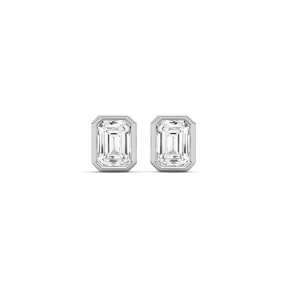 Emerald Fancy Shape Bezel Stud Earring