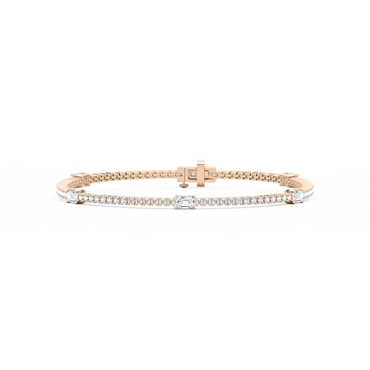 Tennisarmband mit fünf Smaragdelementen