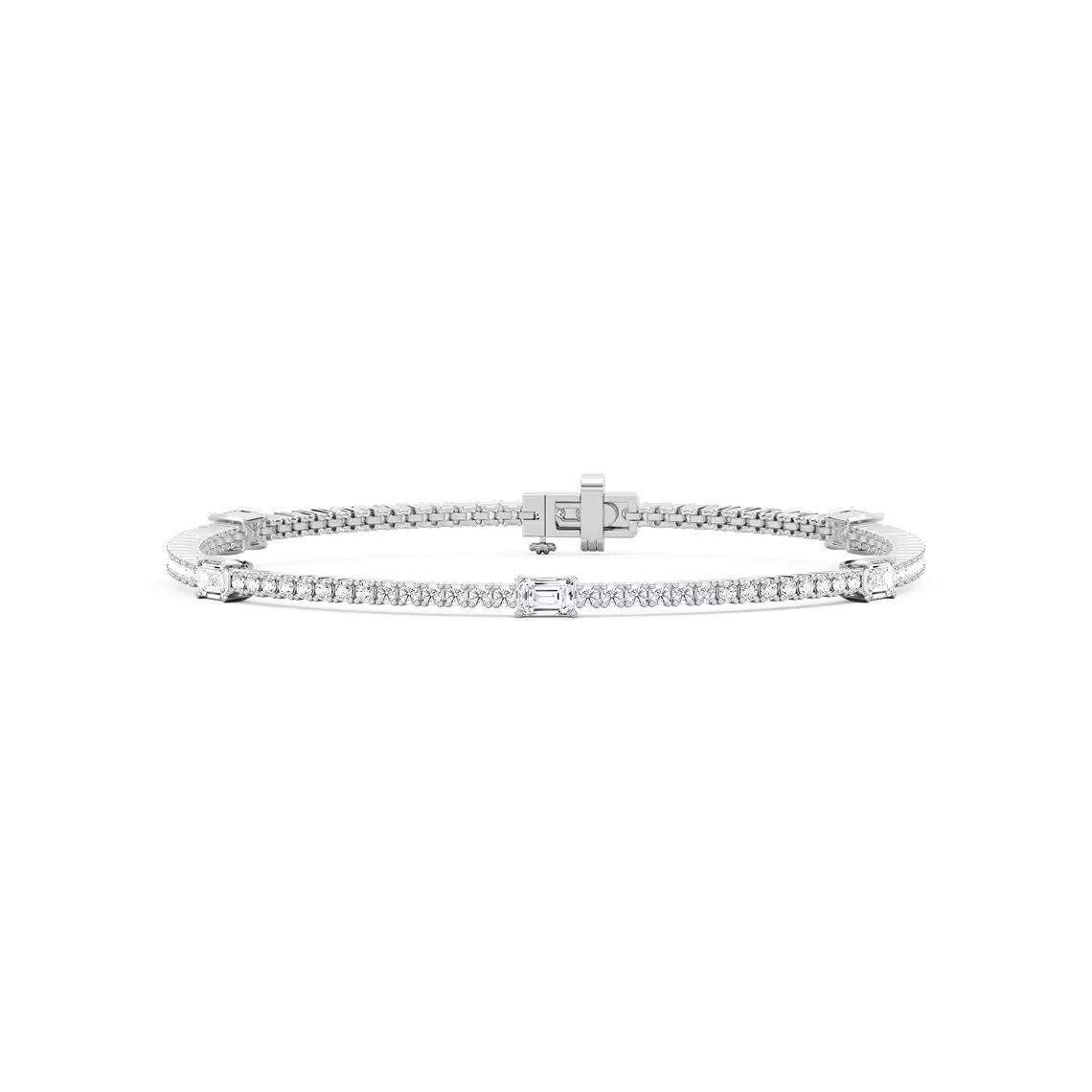 Tennisarmband mit fünf Smaragdelementen