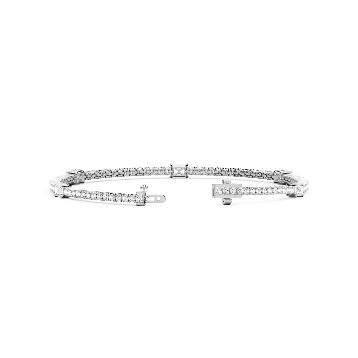 Tennisarmband mit fünf Smaragdelementen