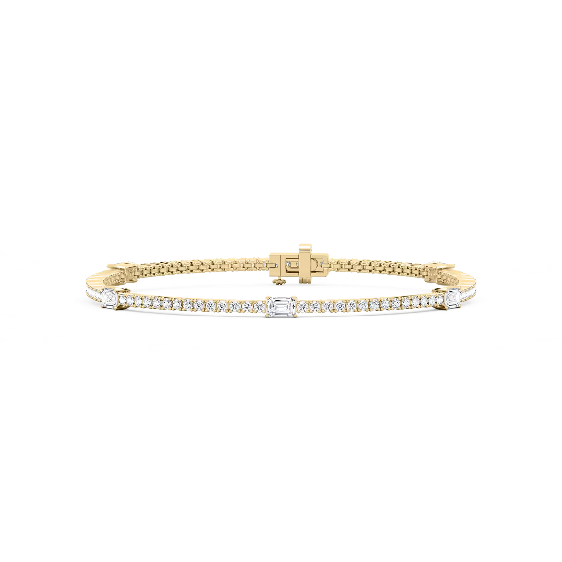 Tennisarmband mit fünf Smaragdelementen