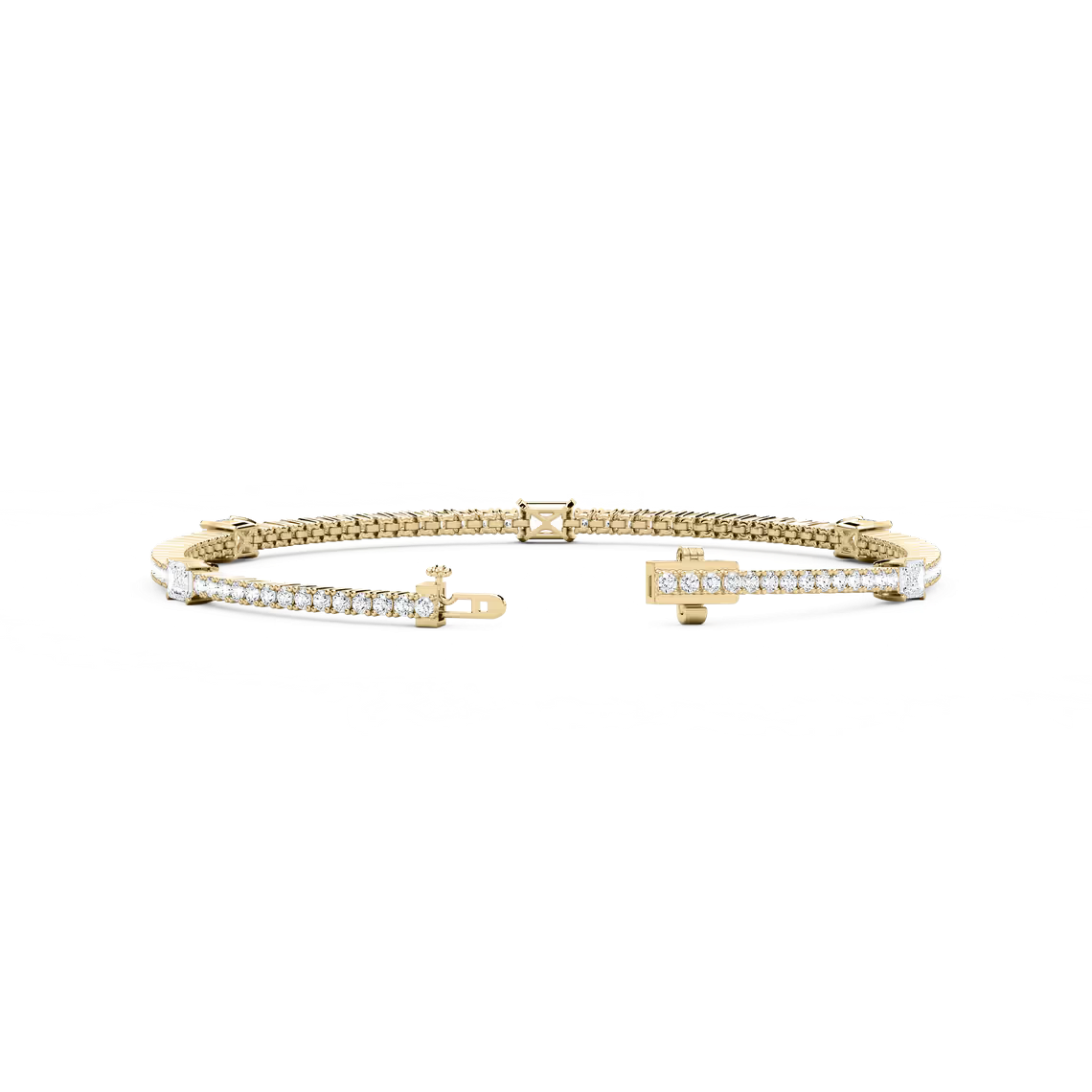 Tennisarmband mit fünf Smaragdelementen