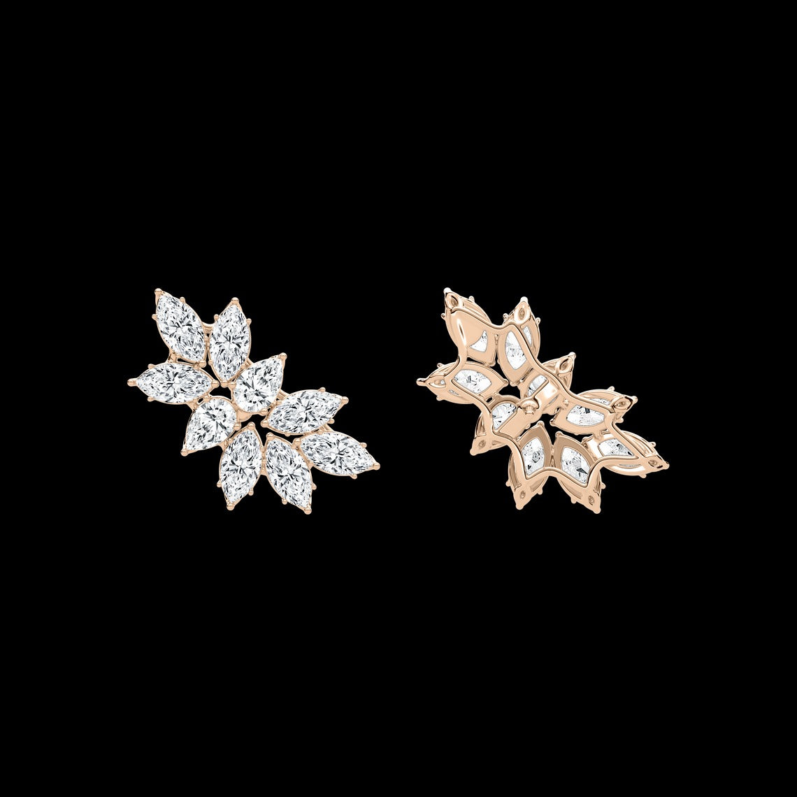 Marquise Cluster Blatt Ohrstecker