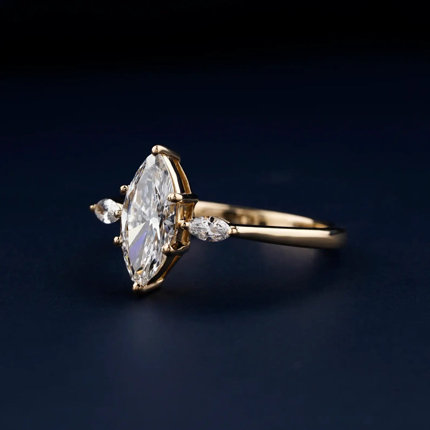 Conflict-Free Marquise Cut Lab Grown Diamond Engagement Ring