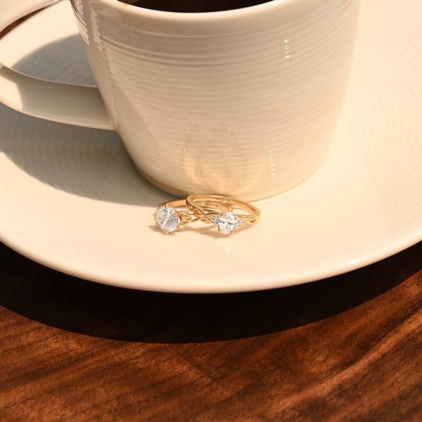 Vintage Braided Ring with Oval Solitaire