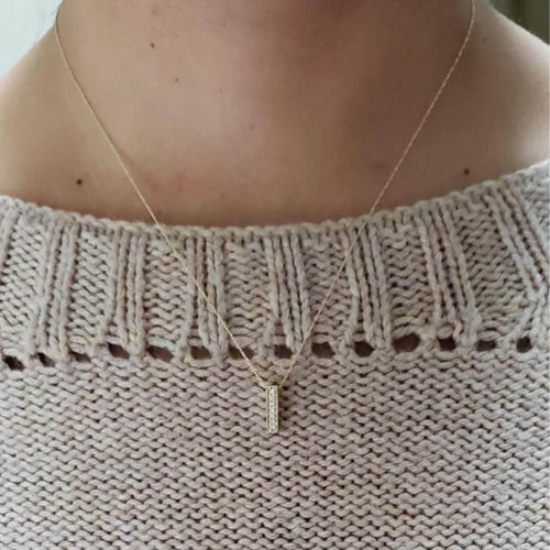 Diamond Bar Necklace with Lab Grown Diamond