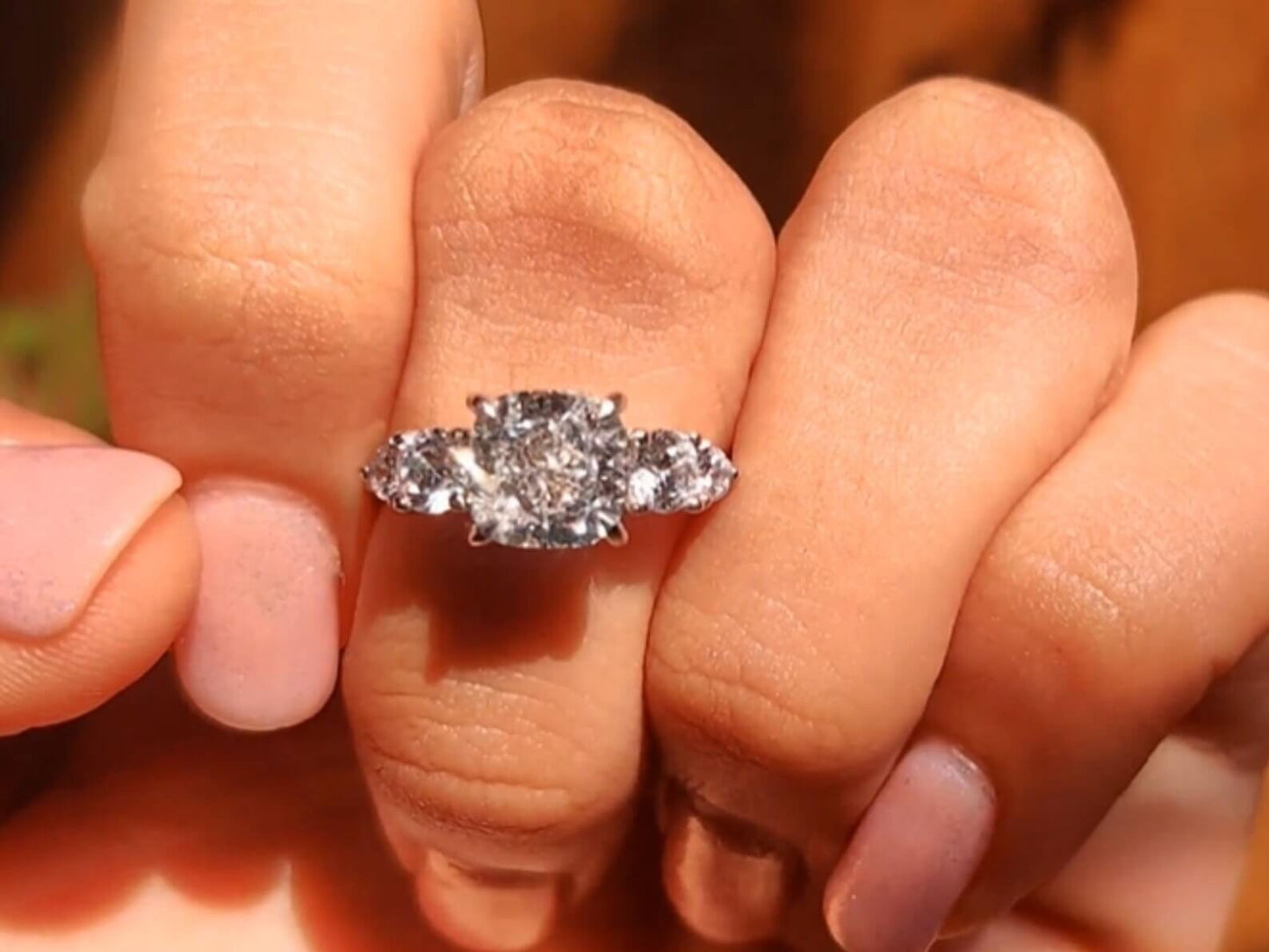 Elongated Cushion Cut Diamond Ring, Lab Grown Diamond Engagement Ring