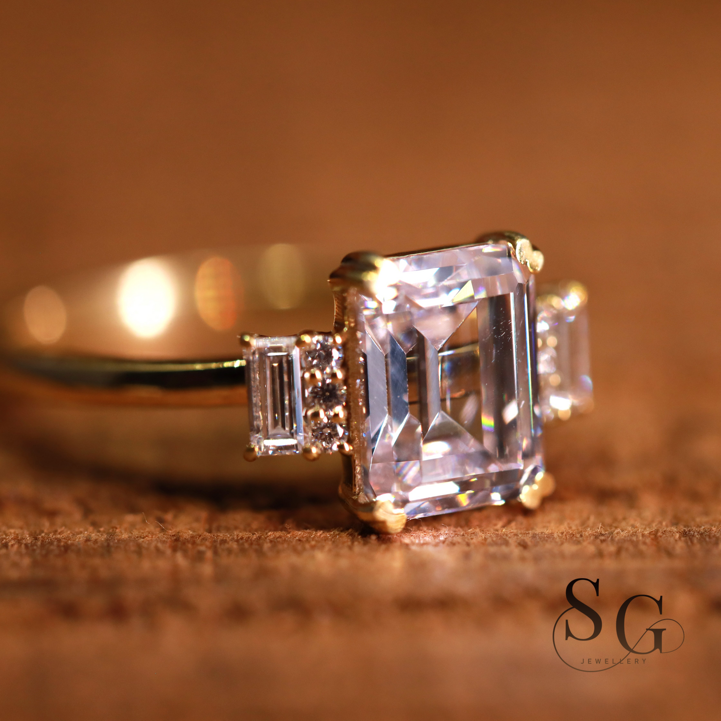 Emerald Cut Eco Diamond Anniversary Ring