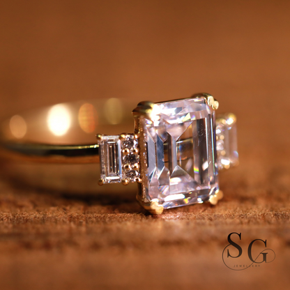 Emerald Cut Eco Diamond Anniversary Ring