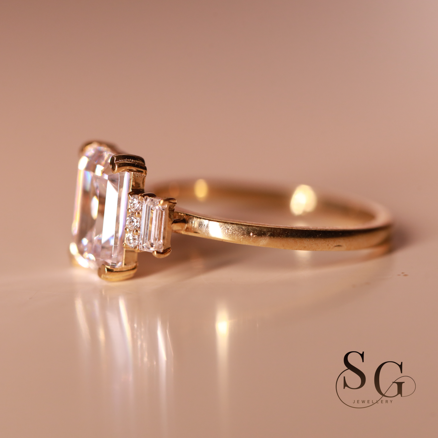 Emerald Cut Eco Diamond Anniversary Ring