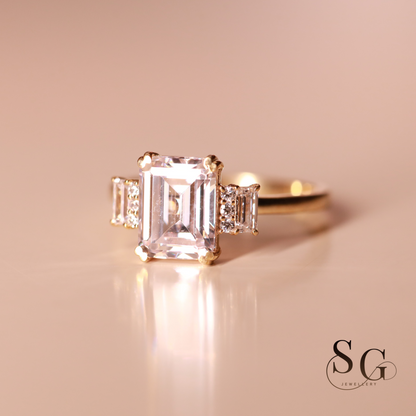 Emerald Cut Eco Diamond Anniversary Ring