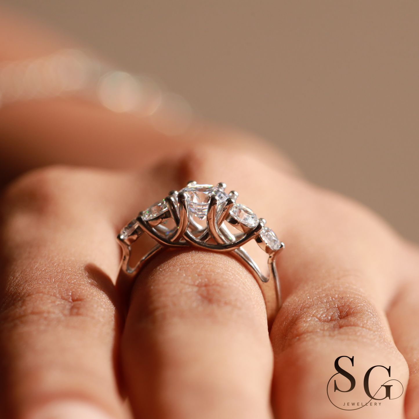 Round Five Stone Lab Grown Diamond Engagement Ring