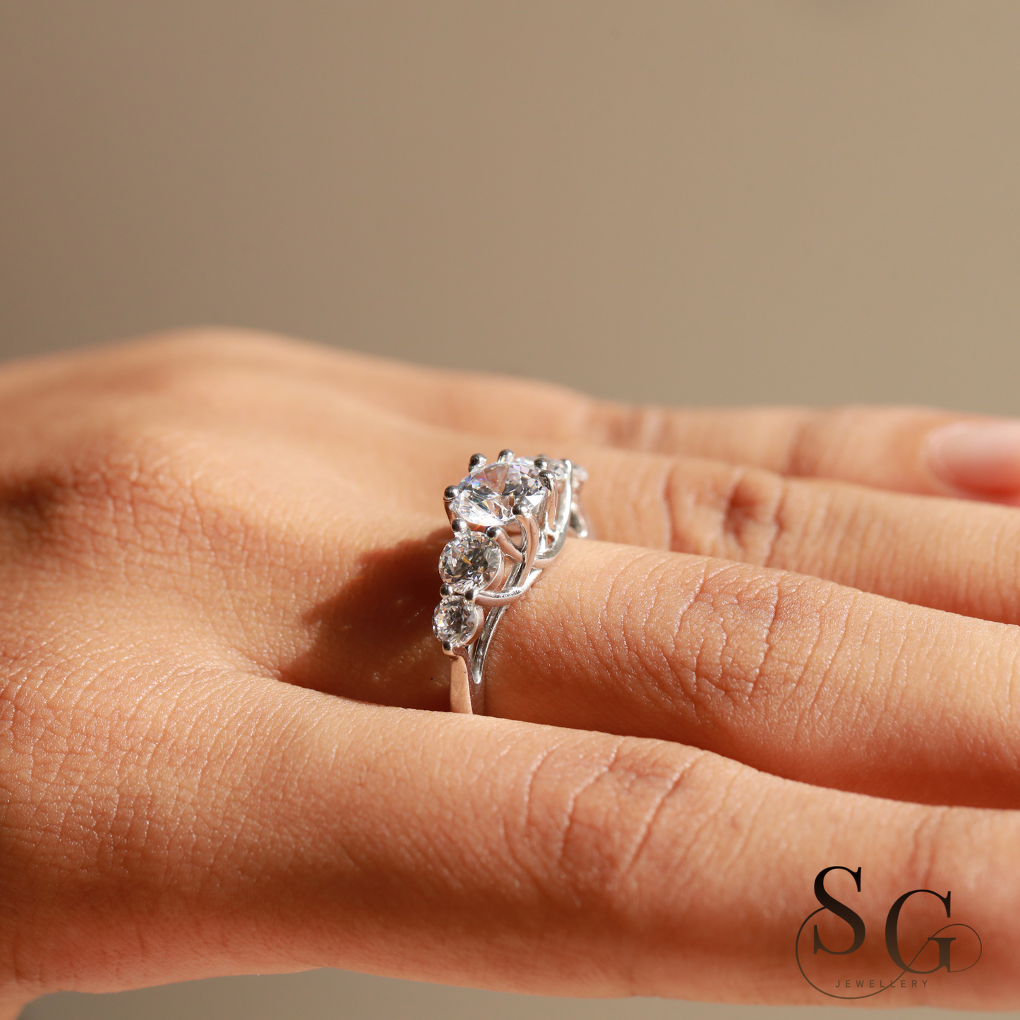 Round Five Stone Lab Grown Diamond Engagement Ring