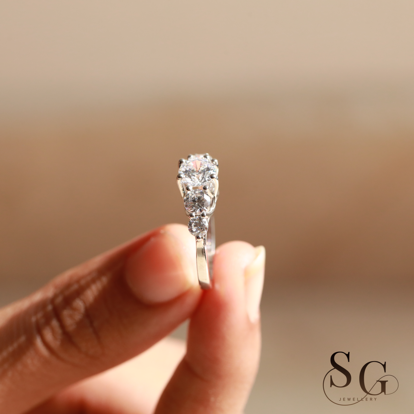 Round Five Stone Lab Grown Diamond Engagement Ring