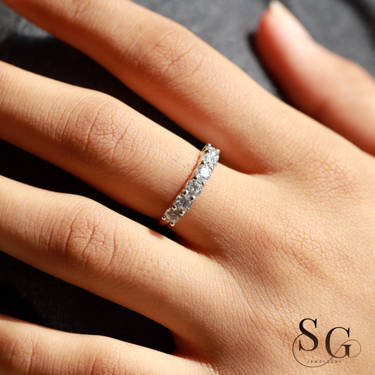 Handcrafted Eternity Half Band with Round Cut Lab Grown Diamonds