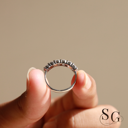 Handcrafted Eternity Half Band with Round Cut Lab Grown Diamonds