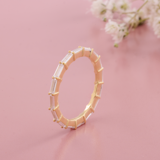 Dainty Baguette Cut Diamond Band / Stacked Full Eternity Band / Woman's Daily Wear Band / Delicate Thumb Band / Girl's Tiny Minimalist Band