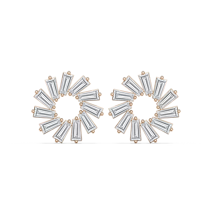 Eco-Friendly Lab-Grown Diamond Baguette-Cut Circular Earrings