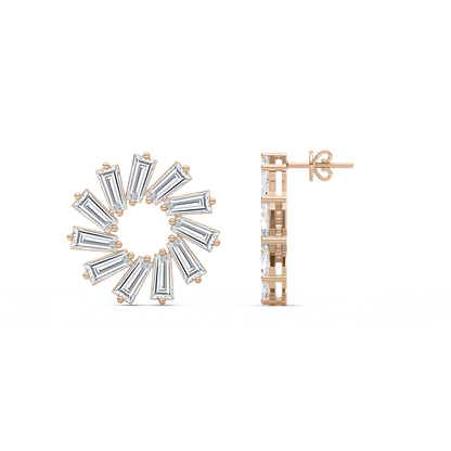 Eco-Friendly Lab-Grown Diamond Baguette-Cut Circular Earrings