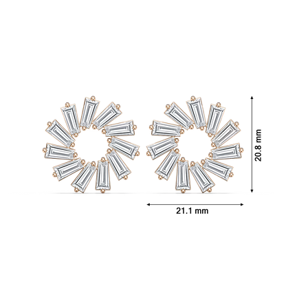 Eco-Friendly Lab-Grown Diamond Baguette-Cut Circular Earrings