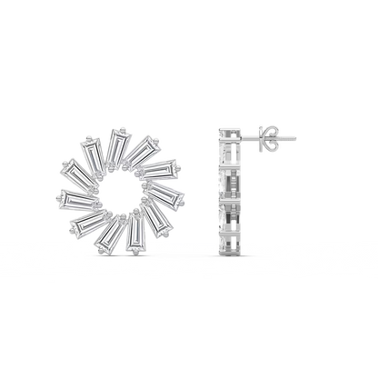 Eco-Friendly Lab-Grown Diamond Baguette-Cut Circular Earrings