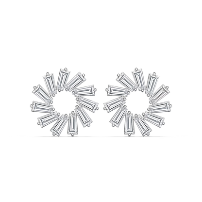 Eco-Friendly Lab-Grown Diamond Baguette-Cut Circular Earrings