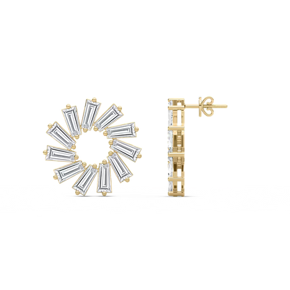 Eco-Friendly Lab-Grown Diamond Baguette-Cut Circular Earrings