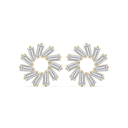 Eco-Friendly Lab-Grown Diamond Baguette-Cut Circular Earrings
