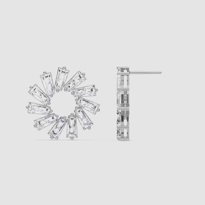 Eco-Friendly Lab-Grown Diamond Baguette-Cut Circular Earrings
