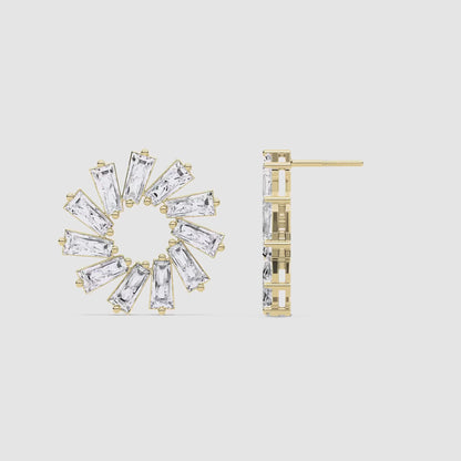 Eco-Friendly Lab-Grown Diamond Baguette-Cut Circular Earrings