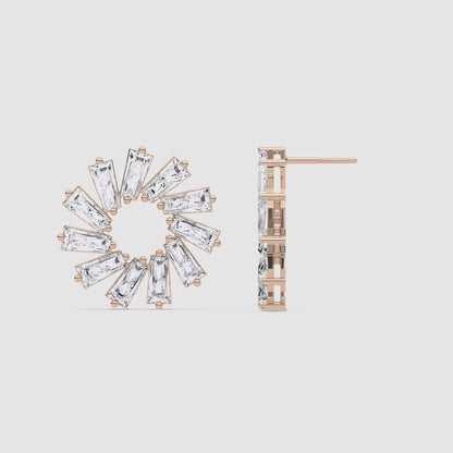 Eco-Friendly Lab-Grown Diamond Baguette-Cut Circular Earrings